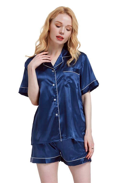 navy blue satin pjs